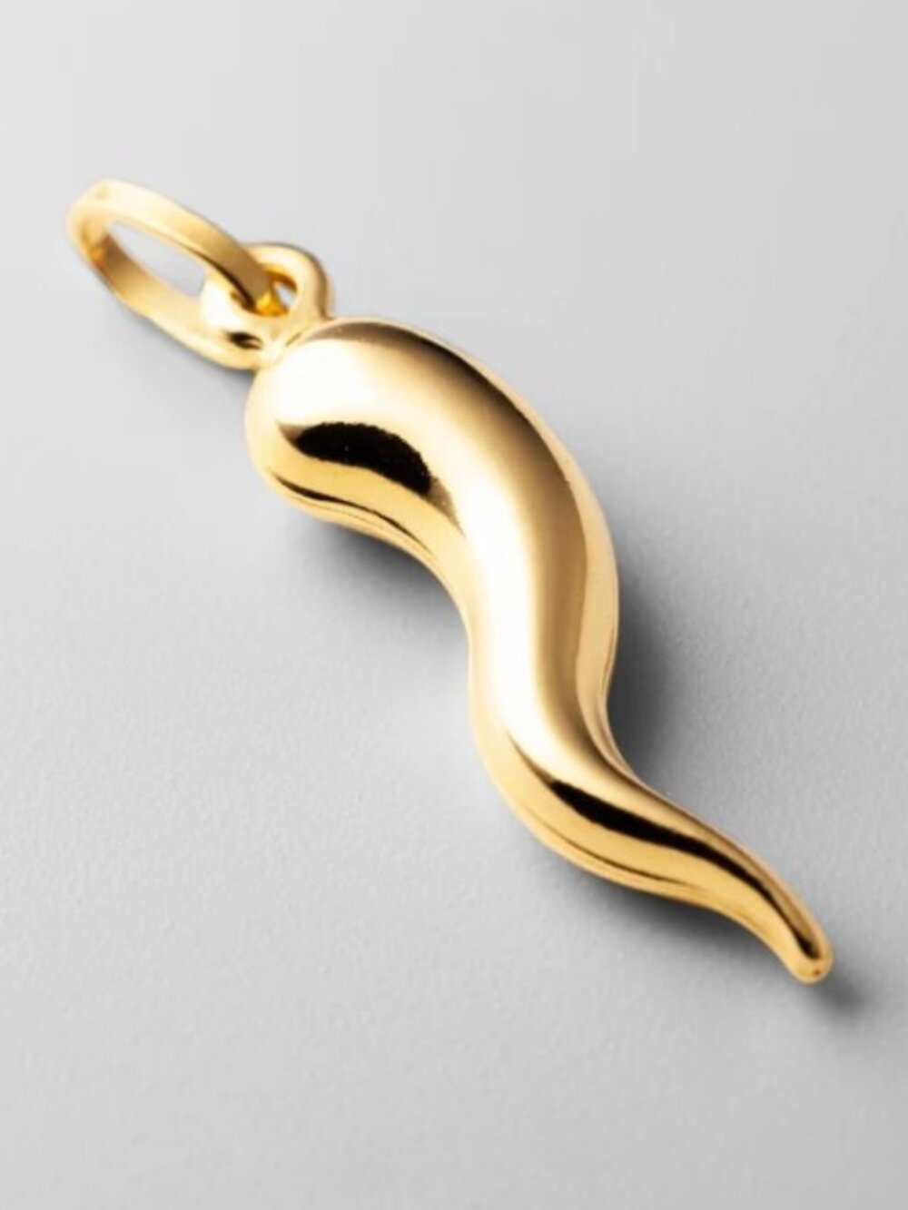 Real 14k Yellow Gold Cornicello Italian Horn Pendant Charm 0.6g Small Minimalist
